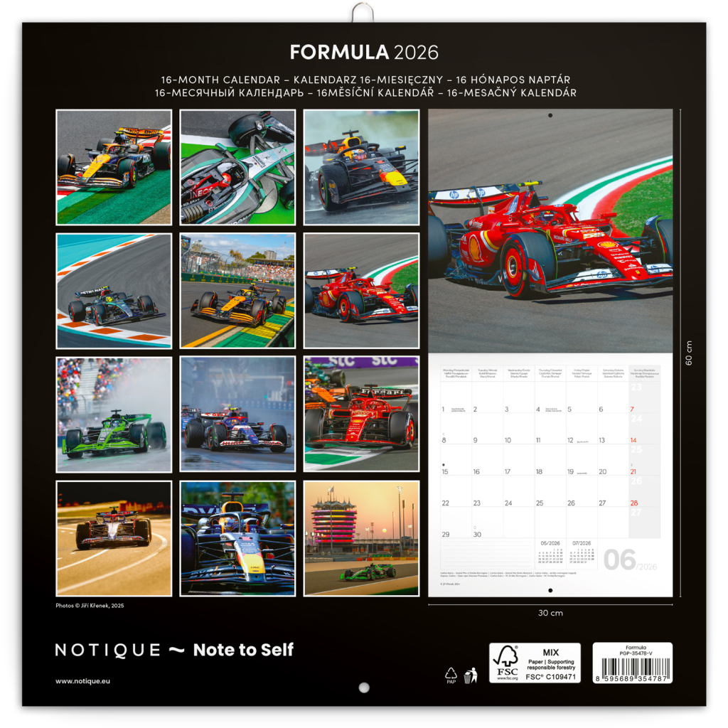 Poznámkový kalendář Formule 2026 - nástěnný kalendář