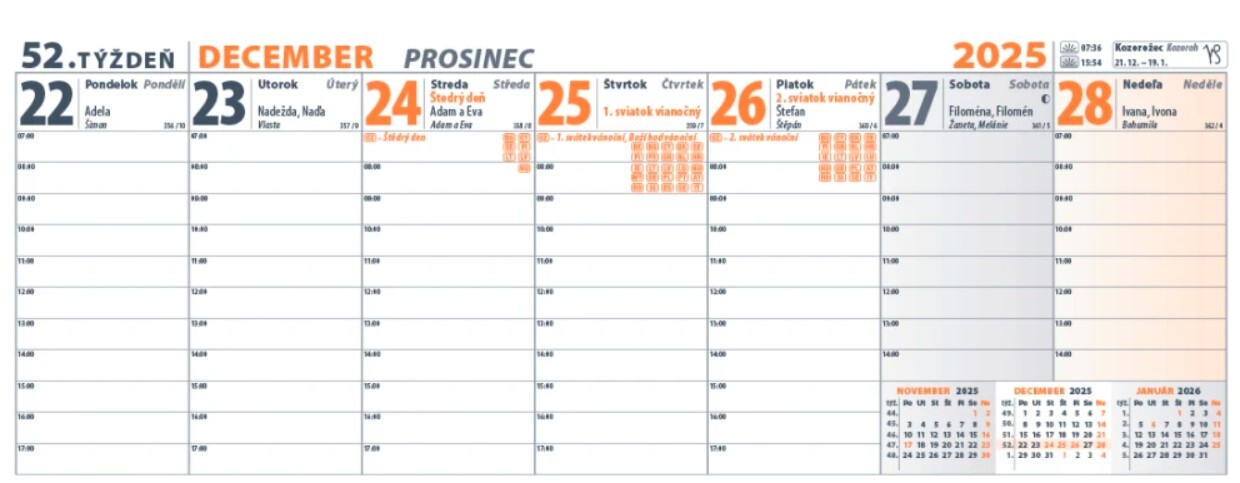 Pracovný kalendár 2026 - stolový kalendár
