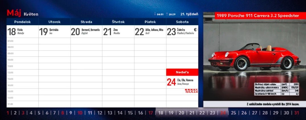 Autá 2025 - stolový kalendár