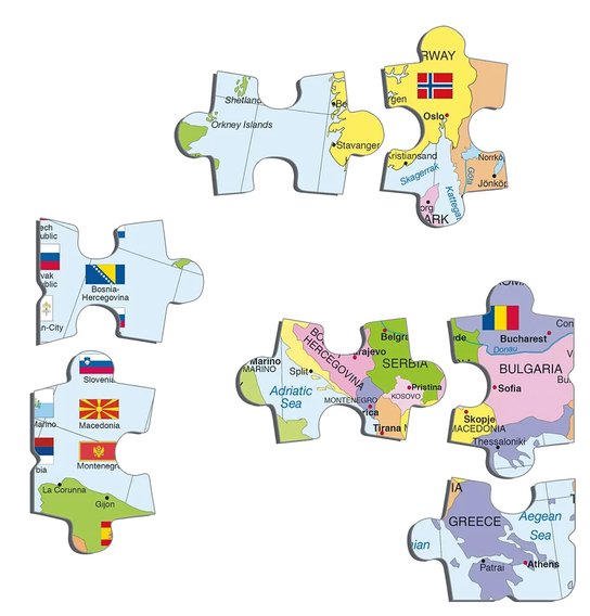 Puzzle Evropa politická mapa 48 dílků