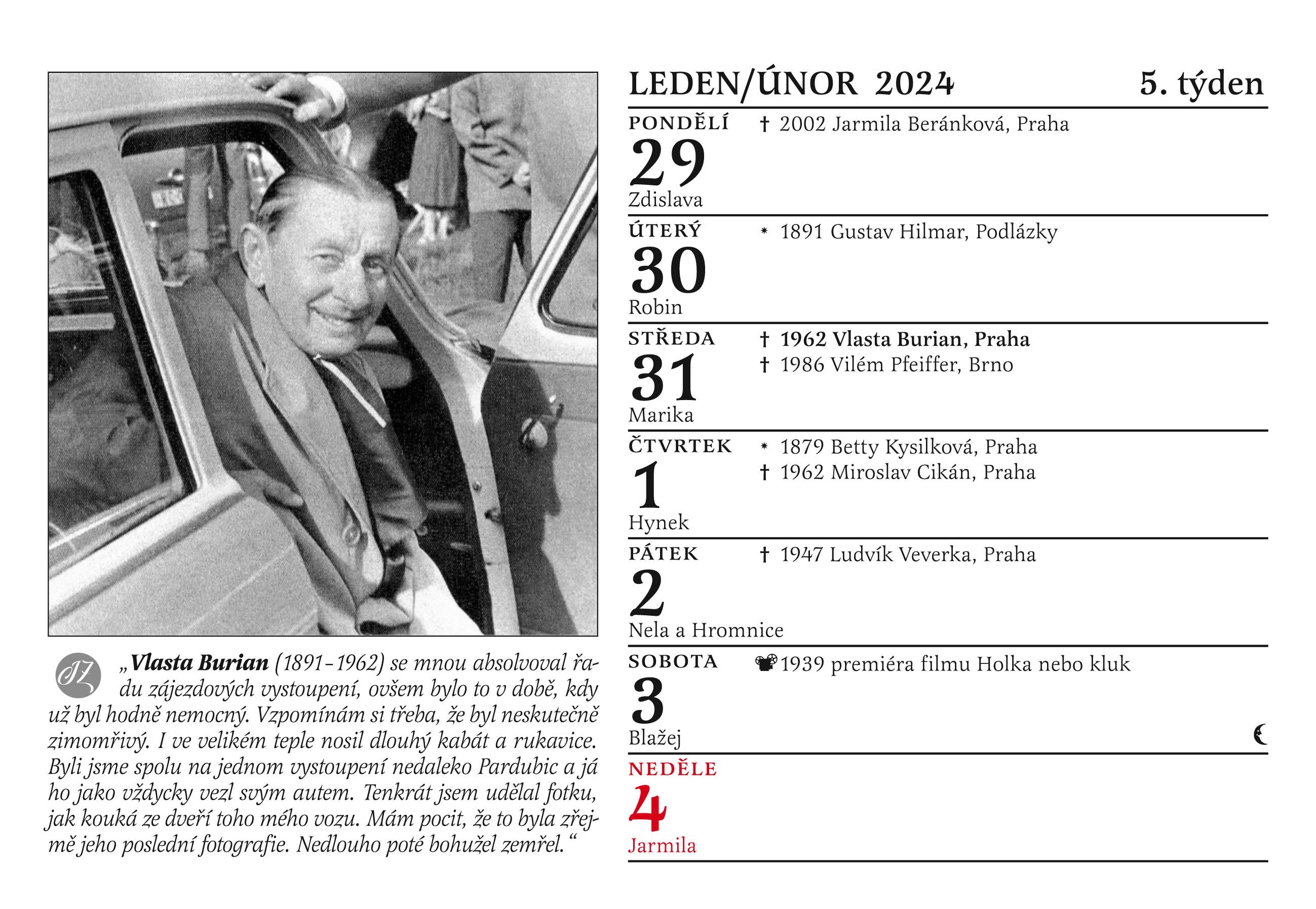 Cibulkův kalendář pro pamětníky 2024