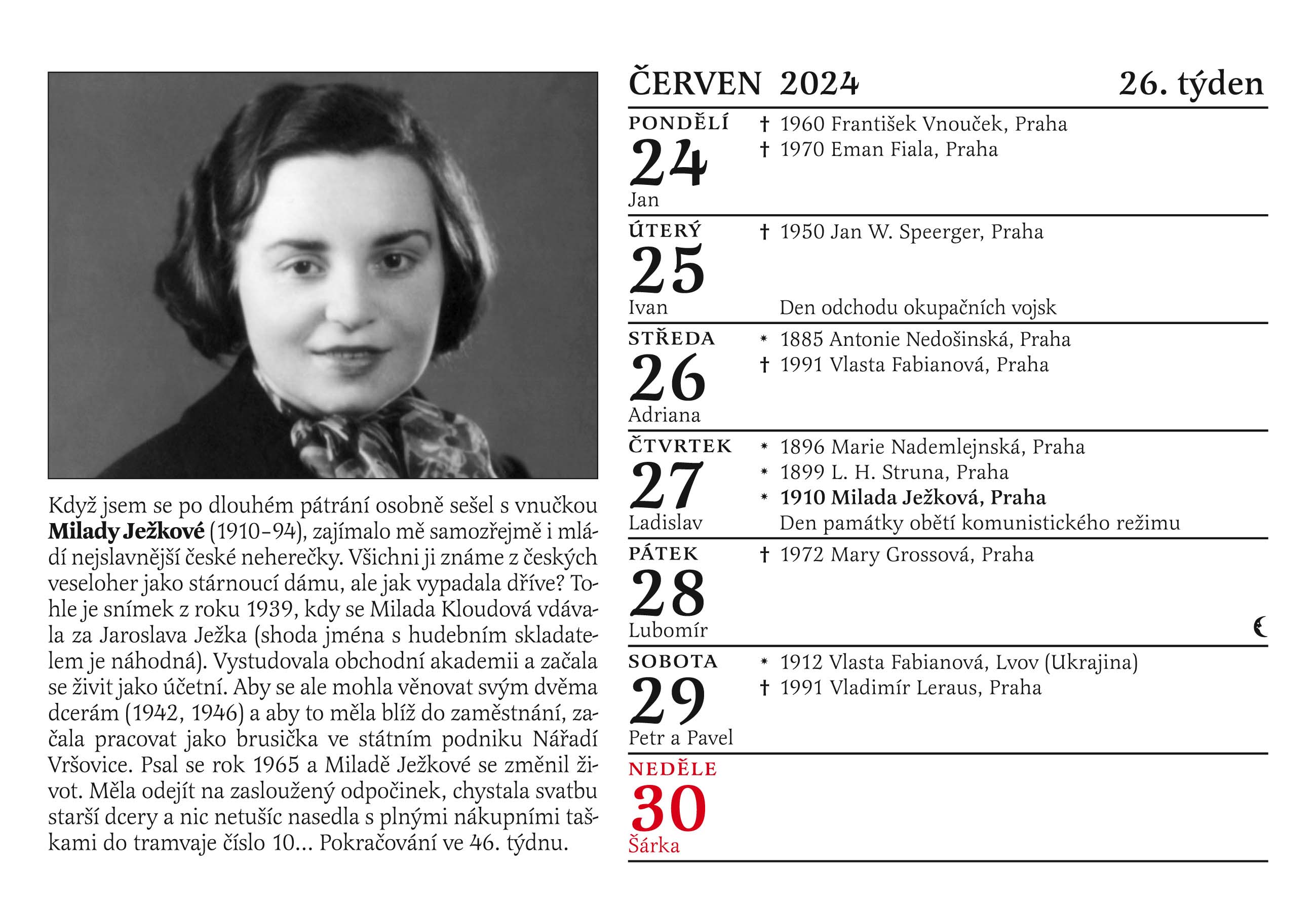 Cibulkův kalendář pro pamětníky 2024