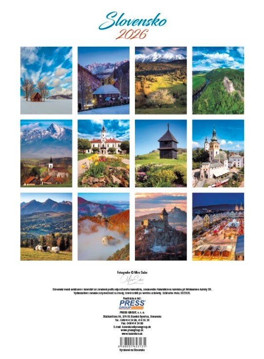 Slovensko 2026 - nástenný kalendár
