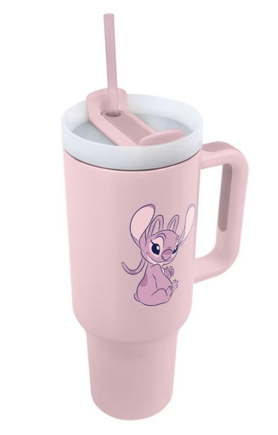Lilo a Stitch cestovní hrnek s brčkem růžový