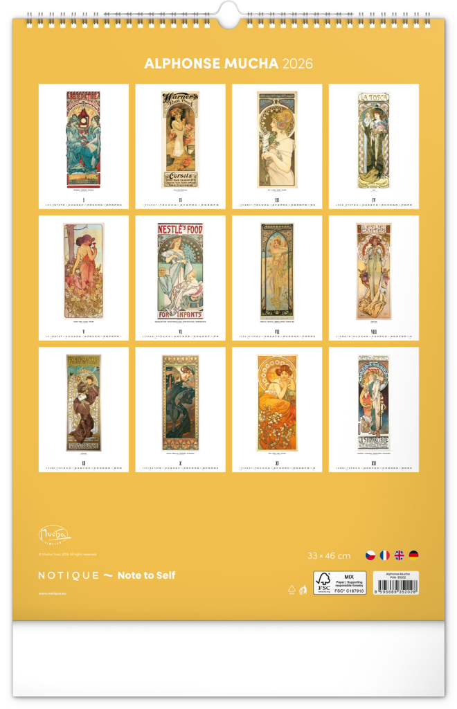 Alfons Mucha 2026 - nástěnný kalendář