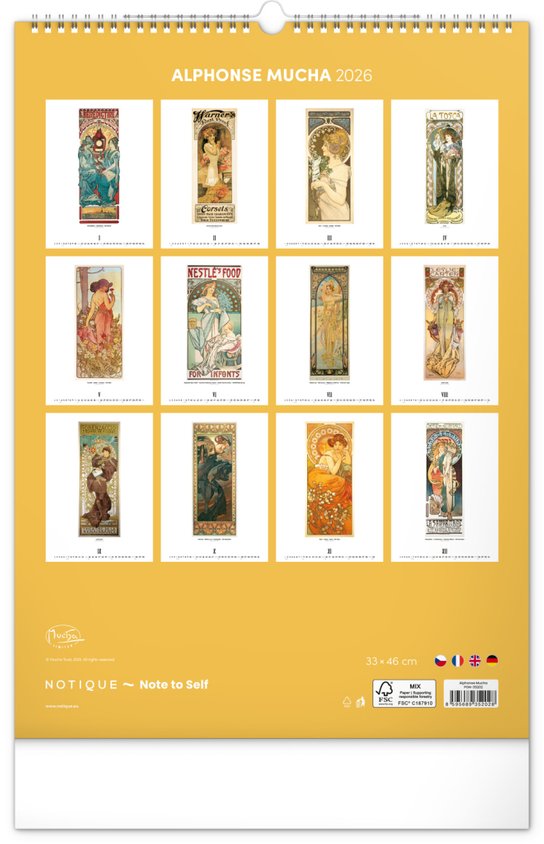 Alfons Mucha 2026 - nástěnný kalendář