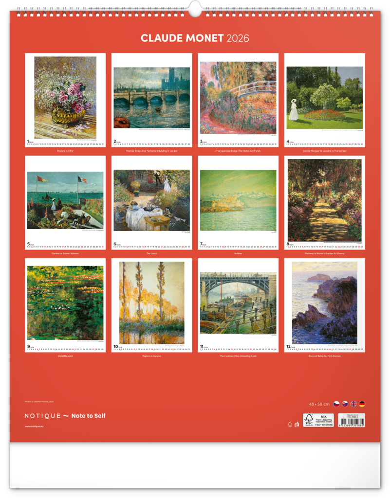 Claude Monet 2026 - nástěnný kalendář