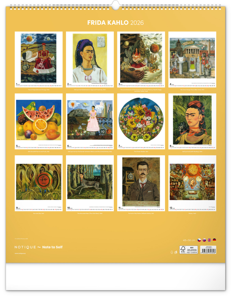 Frida Kahlo 2026 - nástěnný kalendář