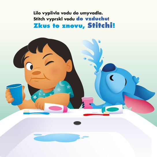 Stitch si čistí zoubky