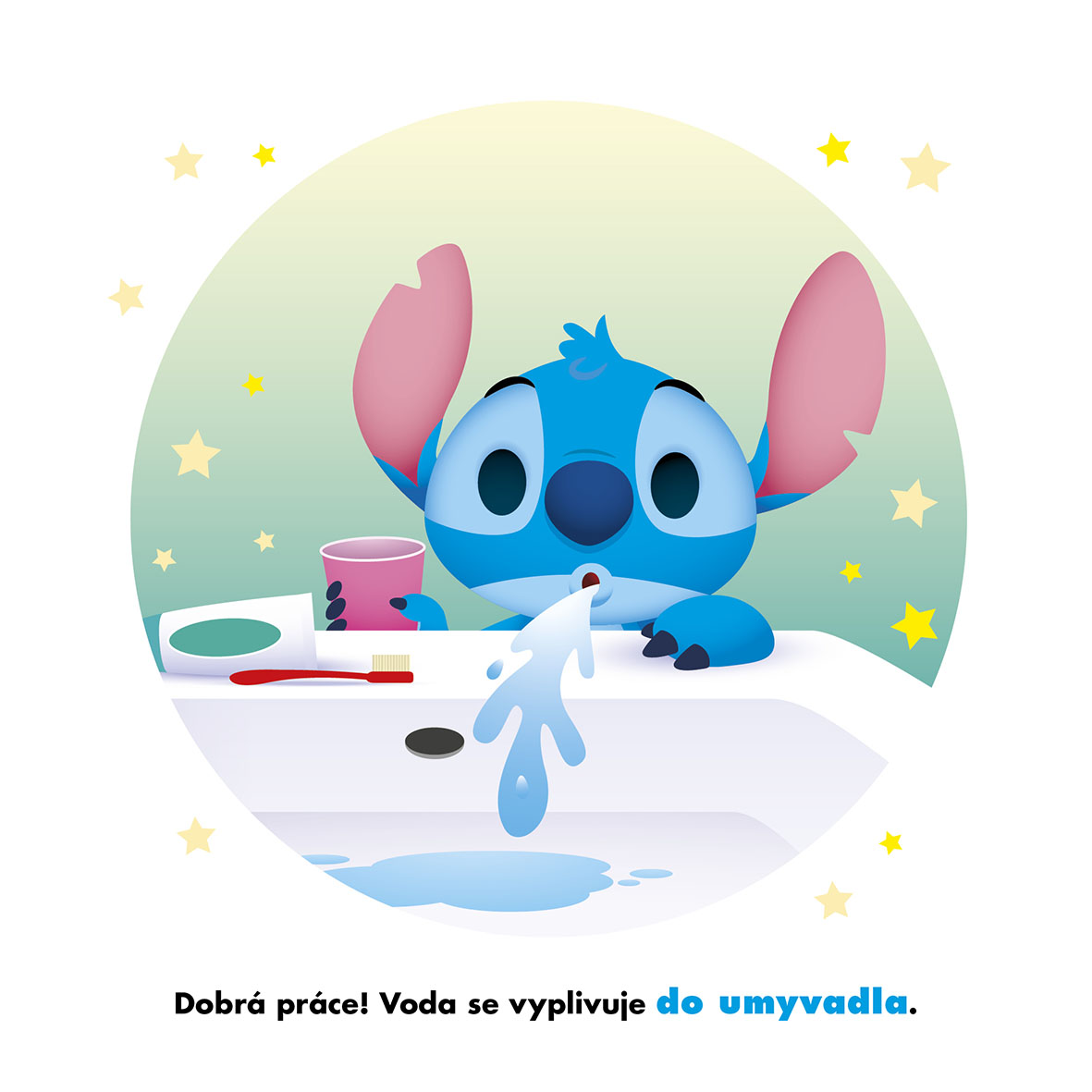 Stitch si čistí zoubky