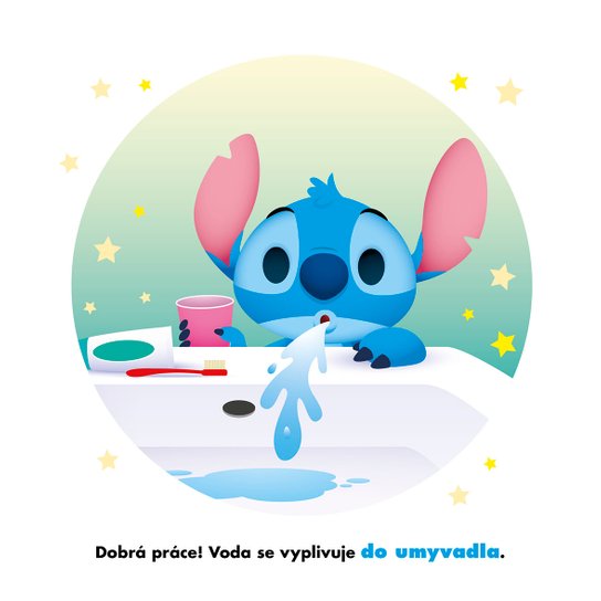 Stitch si čistí zoubky