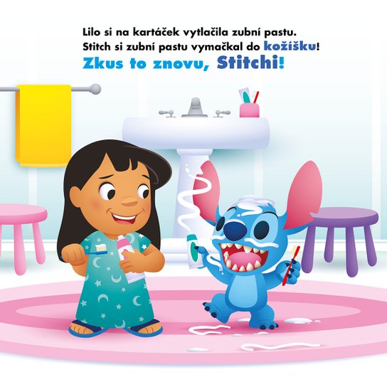Stitch si čistí zoubky