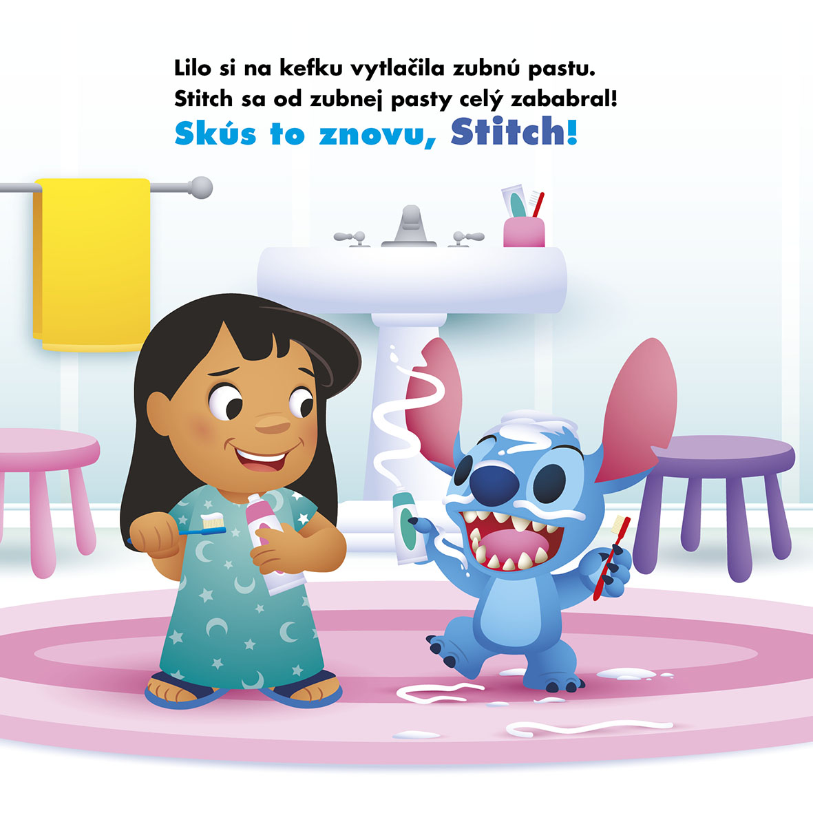 Stitch si čistí zúbky