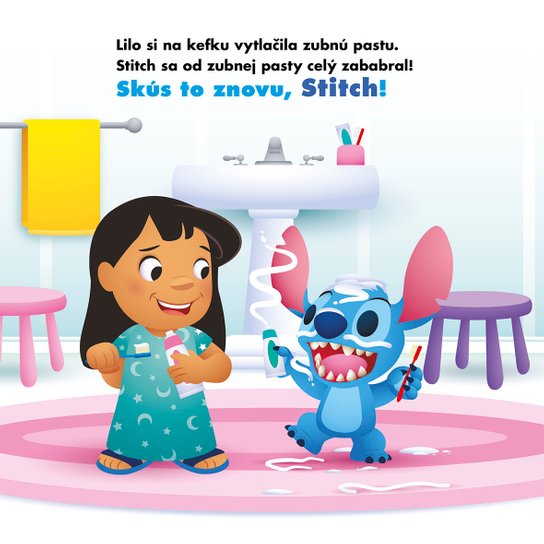 Stitch si čistí zúbky
