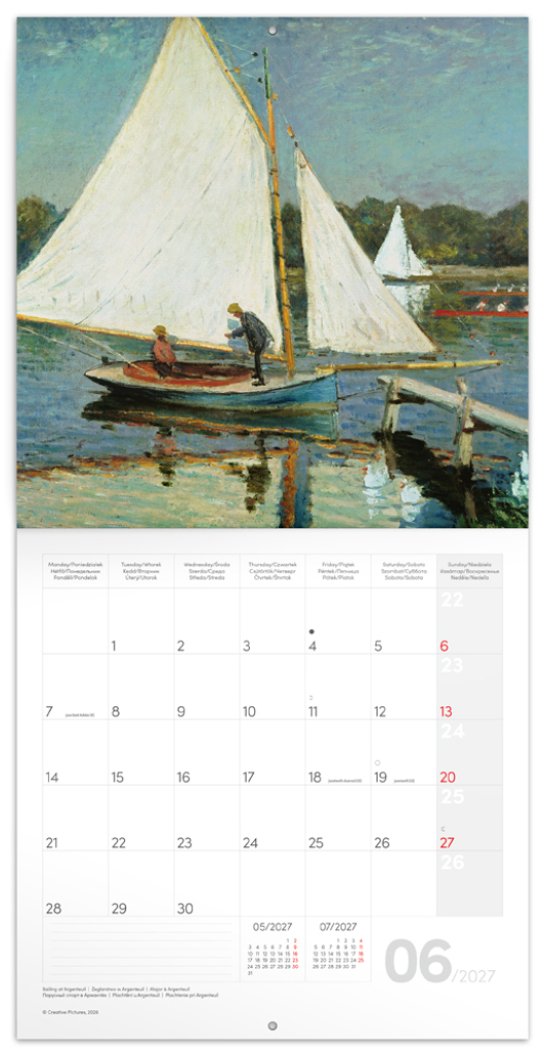 Poznámkový kalendář Claude Monet 2027 - nástěnný kalendář