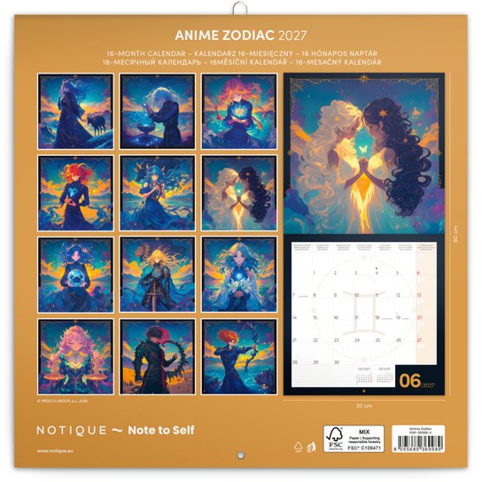 Anime Zodiac 2027 - nástěnný kalendář