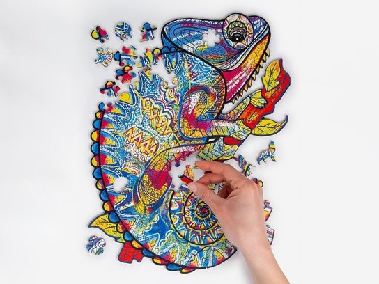 Dřevěné puzzle Chameleon