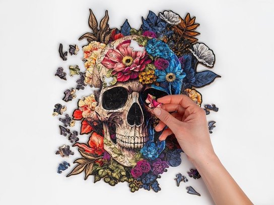 Dřevěné puzzle Lebka