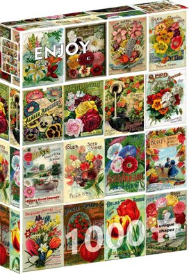 Puzzle Vintage balíčky květinových semen 1000 dílků