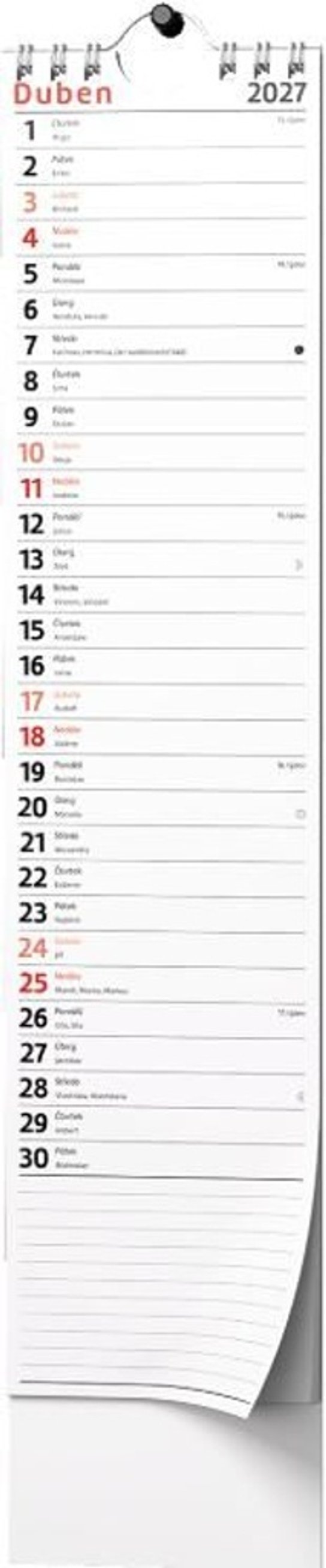 Pracovní kalendář 2027 - nástěnný kalendář