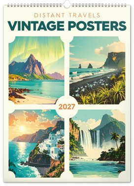 Vintage plakáty Daleké kraje 2027 - nástěnný kalendář
