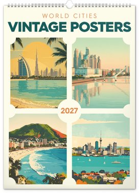 Vintage plakáty Světová místa 2027 - nástěnný kalendář