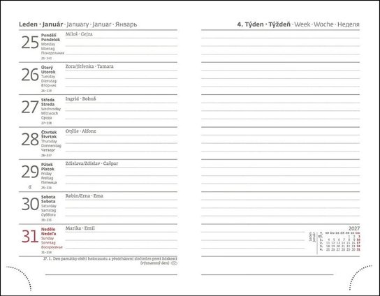 Kapesní diář 2027 A6 Print Pop světle zelený