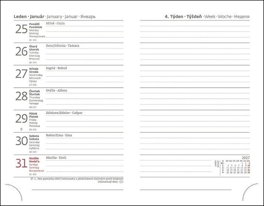 Kapesní diář 2027 A6 Print Pop oranžový