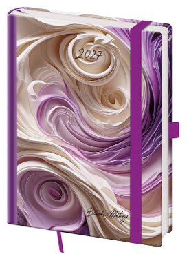 Týdenní diář 2027 B6 Vario Matragi Violet s gumičkou