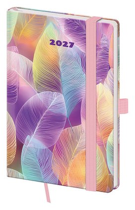 Kapesní diář 2027 A6 Vario Feathers s gumičkou