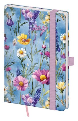 Kapesní diář 2027 A6 Vario Wildflowers s gumičkou
