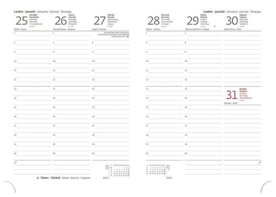 Týdenní diář 2027 A5 Old Karachi černý