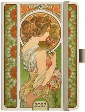 Týdenní diář 2027 A5 Alfons Mucha Zelený