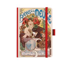 Notes A5 Premium Alfons Mucha 2027 prázdný červený