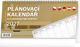 Plánovací kalendář s evropskými svátky 2027 - stolní kalendář