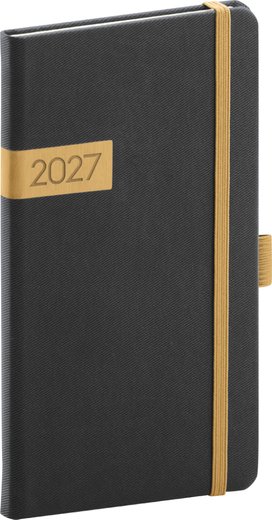 Kapesní diář Twill 2027 černo-zlatý