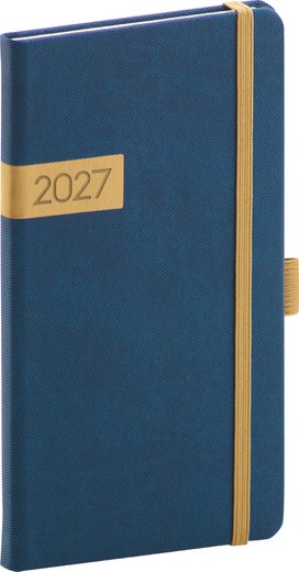 Kapesní diář Twill 2027 modro-zlatý
