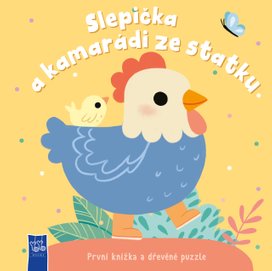 První knížka a dřevěné puzzle Slepička a kamarádi ze statku