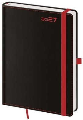 Týdenní diář 2027 A5 Black Red s poutkem