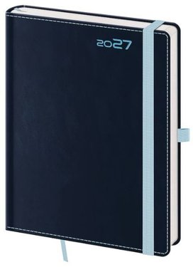Týdenní diář 2027 B6 Double Blue s poutkem