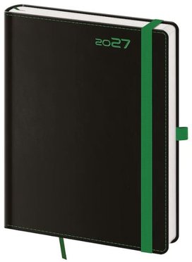 Týdenní diář 2027 B6 Black Green s poutkem
