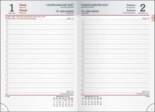 Diář 2027 PU tmavě šedý s gumkou na propisku